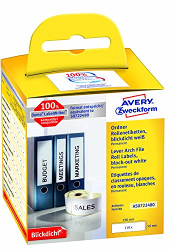 Avery Italia As0722480 Etichetta Per Raccoglitori Autoadesiva, Bianco