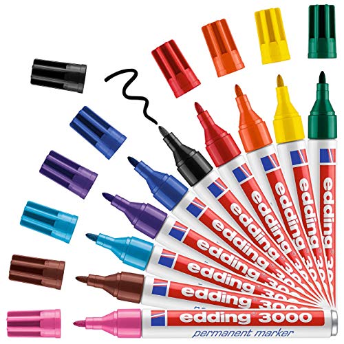 Edding Marcatore Permanente; Conf. 10 Pz; Punta Conica; Colore Nero; Tratto 1,5-3 Mm