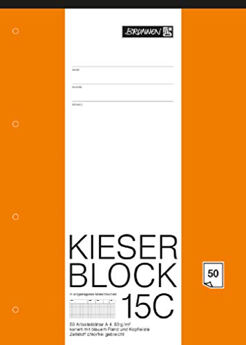 Brunnen 1042925 Kieser Blocco Con Lineatur 15, Formato A4, 50 Fogli, Bianco, 1 Pezzo