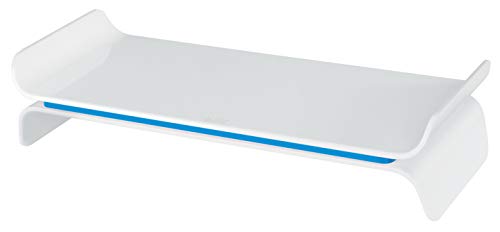 Leitz Ergo Wow Supporto Per Monitor Regolabile, Due Impostazioni Di Altezza, Blu/Bianco, 65040036