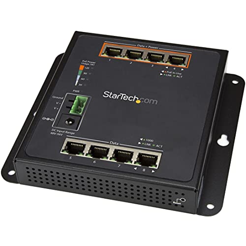 Startech.Com Switch Industriale A 8 Porte Gigabit Poe - 4 X Poe+ 30W - Power Over Ethernet - Switch Gestito Gbe Layer/L2 In Metallo Temprato - Commuta