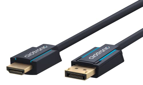 Clicktronic Cavo Displayport Hdmi 4K 60 Hz Unidirezionale Con Amplificatore Di Segnale – Dp 1.4 A Hdmi 2.0 Cavo Adattatore – Cavo Monitor Display Port