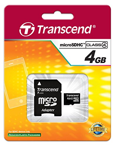 Transcend Ts4Gusdhc4 Scheda Di Memoria Microsdhc Da 4 Gb Con Adattatore, Classe 4