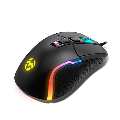 Krom Kick -Nxkromkick- Mouse Da Gioco Rgb Rainbow, Sensore Ottico Pixart 3327 Fino A 12000 Dpi, 6 Livelli Dpi (800-6200), Software Avanzato, Nero
