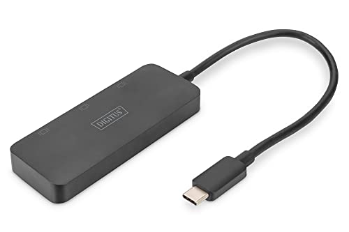 Digitus Adattatore Grafico Usb-C A 3 Porte - Da Usb-C A 3X Displayport - 4K60Hz - Trasporto Multi Flusso (Mst) - Hub Video - Nero