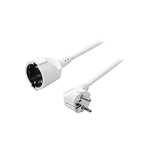 Logilink Lps101 - Cavo Di Prolunga Power Extension Cord, 90 Gradi, Spina Schuko A Jack, 250 V, 16 A, 50 Hz, Max. 3500 W, 3 M, Colore: Bianco
