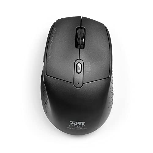 Port Connect Mouse Bluetooth & Wireless Dual Wireless 2.4 Ghz & Ricaricabile Silenzioso 5 Pulsanti Ricarica Usb-A/Usb-C Nero