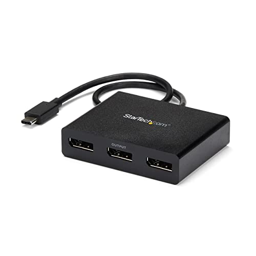 Startech.Com Adattatore Multi Monitor Usb-C A 3 Porte, Hub Da Usb Tipo C A 3X Displayport 1.2 Mst, Triplo Estensore/Splitter Per Laptop Dp 1080P 30Hz,