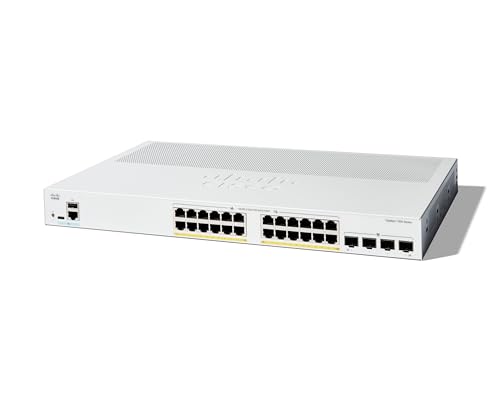 Cisco Catalyst 1300-24P-4G Managed Switch, 24 Porte Ge, Poe, 4 Porte Sfp 1Ge, Protezione Limitata A Vita (C1300-24P-4G)