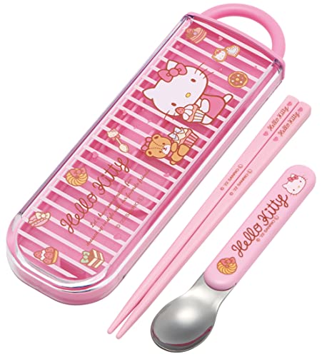 Skater Sanrio Cca1Ag-A Hello Kitty Chopsticks And Spoon Set, Antibatterial, Made In Japan