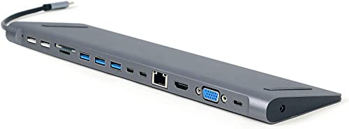 Gembird A-Cm-Combo9-01 Usb Type-C 9-In-1 Multi-Port Adapter (Usb Hub + Hdmi + Vga + Pd + Card Reader + Lan + 3.5 Mm Audio) Space Grey
