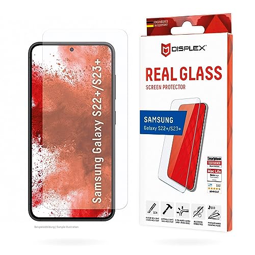 Displex Real Glass Per Samsung Galaxy S22+/S23+, Vetro Temperato Rigido (10H), Cornice Di Montaggio Ecologica, Vetro Temperato Resistente Ai Graffi, R