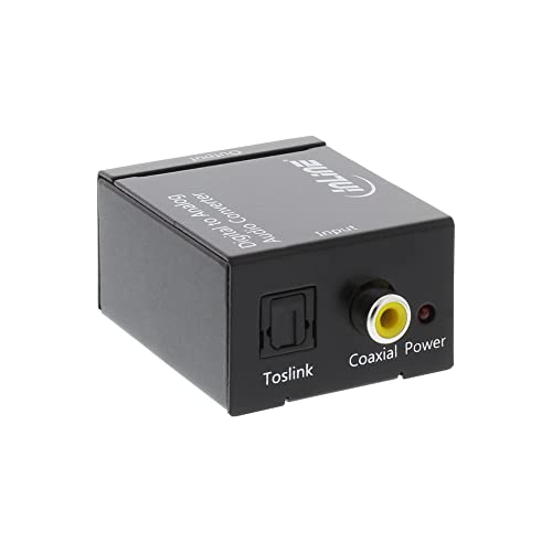 Inline 65002 Convertitore Audio (Da Digitale Ad Analogico, Toslink/Cinch-In, 2X Cinch-Out Stereo) Nero
