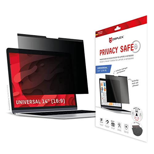 Displex Privacy Safe Blickschutzfilter Universal 14", 16:9, Anti-Reflex, Bluelight-Filter, Magnetico Befestigung