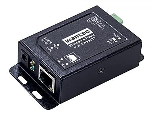 Wantec 2Wip - Adattatore Ethernet A 2 Fili Con Poe, Morsetti A Vite, Client, Lato Fotocamera, Ricevitore, 1 Porta