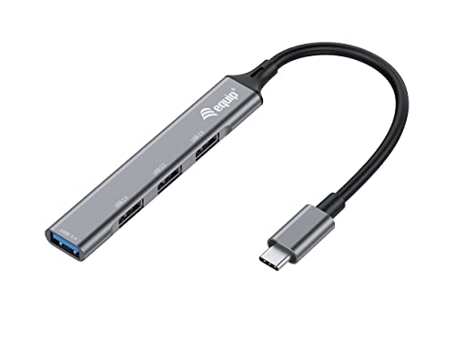 Equip 128961 - Hub Usb A 4 Porte, 1X3.0/3X2.0, Usb>Usb-C Grigio