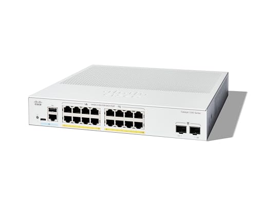 Cisco Catalyst 1200-16P-2G Smart Switch, 16 Porte Ge, Poe, 2 Porte Sfp 1Ge, Protezione Limitata A Vita (C1200-16P-2G)