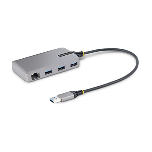 Startech.Com Hub Usb Con Ethernet A 3 Porte - Hub Usb 3.0 5Gbps Alimentato Da Bus - Hub Splitter Usb-A A 3X Usb-A Rj45 Per Desktop/Notebook Con Alimen