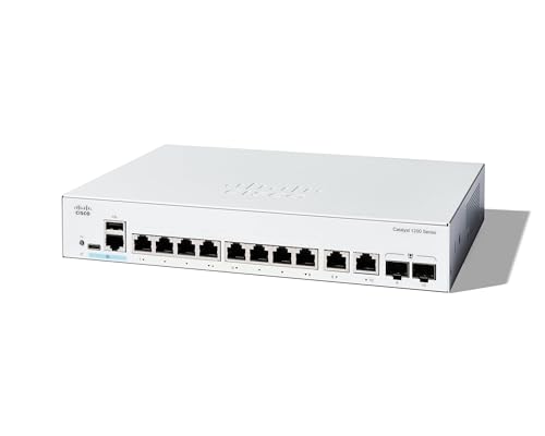 Cisco Catalyst 1200-8T-E-2G Smart Switch, 8 Porte Ge, Alimentatore Esterno, 2 Porte Combinate 1Ge, Protezione Limitata A Vita (C1200-8T-E-2G)