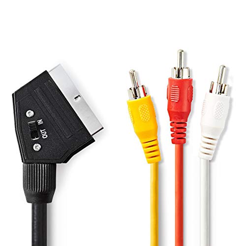 Cavo Scart | Scart Male | 3X Rca Maschio | Placcato Nickel | Commutabile | 480P | 2.00 M | Tondo | Pvc | Nero | Etichetta