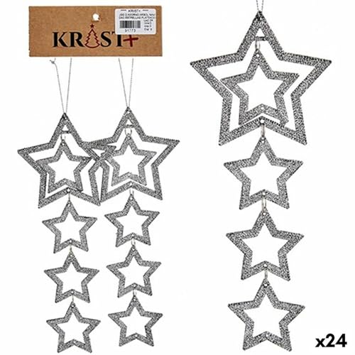 Krist+ Set Di Decorazioni Natalizie A Stella Argentate, 19 X 0,2 X 23 Cm (24 Pezzi)