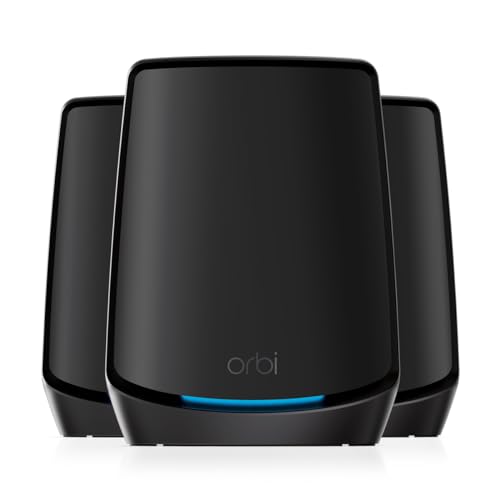 Netgear Orbi Rete Mesh Wifi 6 Rbk863Sb Kit Da 3 Nero | Router Wifi 6 Mesh Con 2 Satelliti, Copertura Fino A 540 M², 100 Dispositivi, Porta Da 10G, Arm