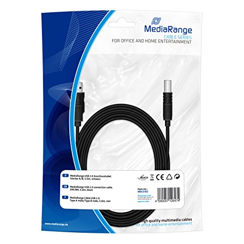 Mediarange Mrcs102 5M Black Printer Cable - Printer Cables (Black)