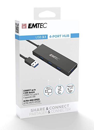Emtec Hub Ultra Slim Usb3.1 4 Porte T620A Tipo A – Micro Sd, Echubt620A