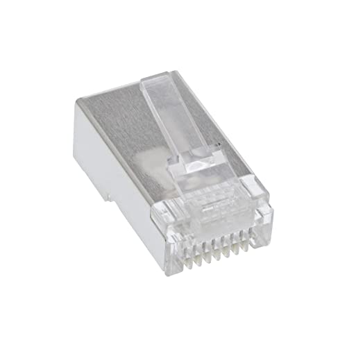 Inline 73098T 100Er Pack, Modulare Connettore 8P8 C Rj45 Per Crimpare Su Cavo Tondo, Schermato Nero