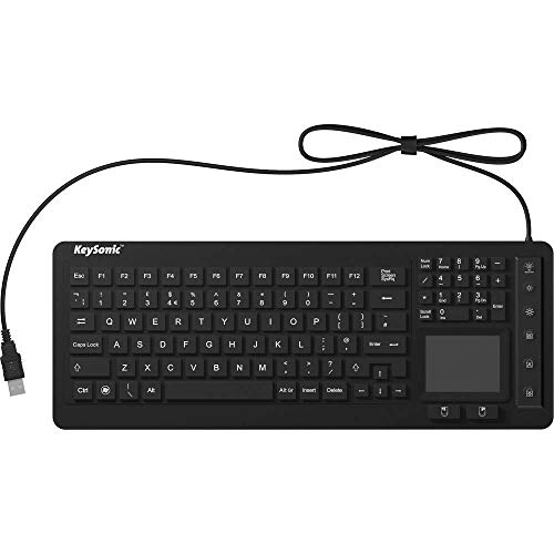 Keysonic Ksk-6231 Tastiera Impermeabile Con Touchpad Integrato E Retroilluminazione, Nero [Regno Unito]