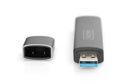 Digitus Lettore Di Schede Doppio Con Hub - Usb-A E Usb-C - Lettore Di Schede Sd E Micro-Sd - Hub Usb 3.0 1 Porta - Grigio