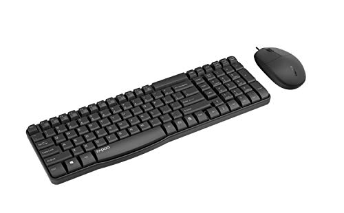 Rapoo Desktopset Nx1820, Qwertz (Deutsch)-Layout Maus Mit 1600-Dpi-Sensor - Spritzwassergeschützt