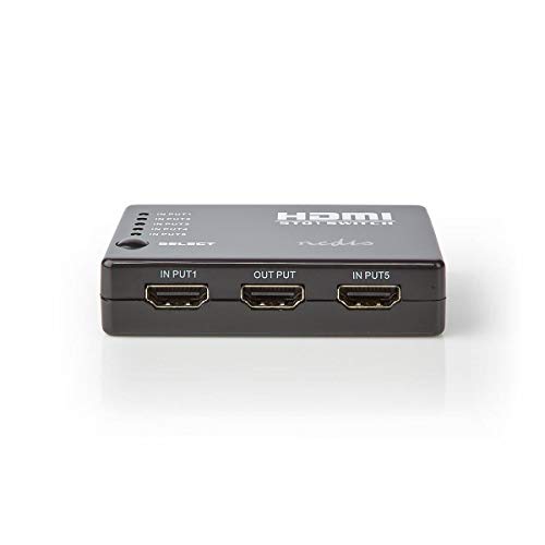 Nedis - Interruttore Hdmi ™ - 5 Porte - 4 Ingressi Hdmi™ - 1 Uscita Hdmi™ - 1080P - 3.4 Gbps - Abs - Nero
