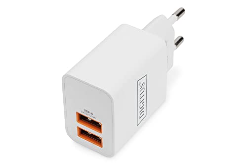 Digitus Caricabatterie Universale 15,5 W - 2 Porte Usb-A - Alimentazione Per Iphone, Ipad, Samsung Galaxy, Pixel, Xiaomi, Motorola, Huawei, Sony, Lg,