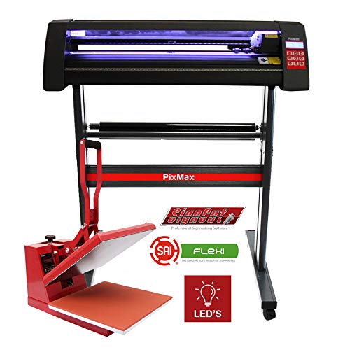 Pixmax - Plotter Per Taglio Vinile Guida Laser Abbonamento 12 Mesi Software Da Taglio - Led - 720Mm & Termopressa Per Sublimazione Pressa A Caldo - 38