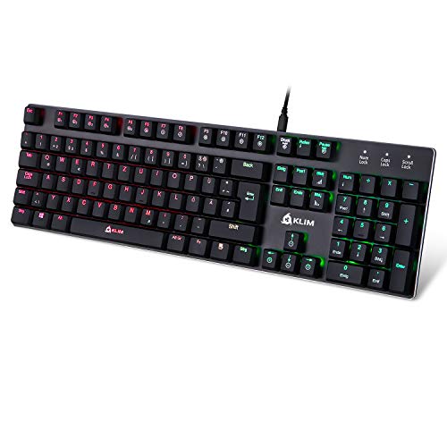 Klim Dash - German Qwertz - Novità - Tastiera Meccanica A Basso Profilo Con Interruttori Rossi Per Professionisti Sofisticati E Gamers - Colori Rgb -
