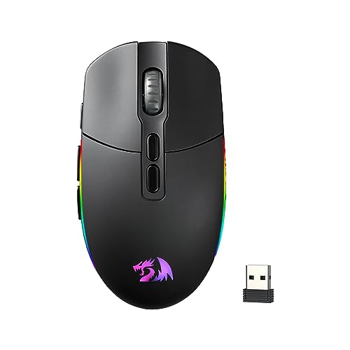 Redragon Mouse Ottico Wireless M719, 7 Pulsanti Programmabili, Retroilluminato Rgb, 10.000 Dpi, Mouse Ergonomico Per Pc Da Gioco Con Pulsante Di Fuoco