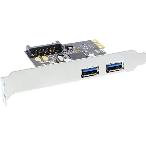 Inline 16764 Scheda Usb 3 Aggiuntiva, 2 X Porte Esterne, Pcie, Alimentazione Sata Power, Staffa Low Profile Inclusa, Nero
