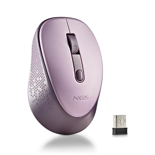 Ngs Dew Lilac – Mouse Ottico Wireless, Mouse Ergonomico, Mouse Wireless Silenzioso Per Laptop, Alta Precisione Con Ricevitore Nano, Ambidestro, Dpi Re