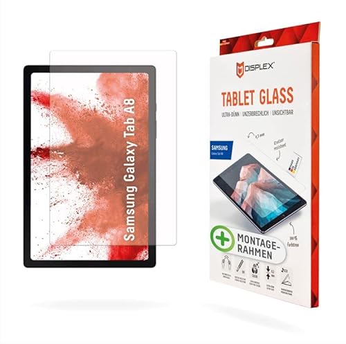 Displex Tablet Glass (9H) Per Samsung Galaxy Tab A8, Eco-Montaggio Cornice A L, Infrangibile, Ultra Sottile, Invisibile