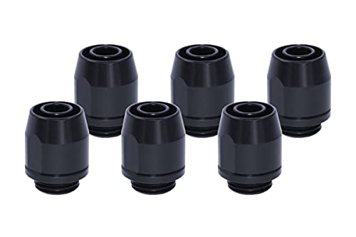 Alphacool 17454 Hf - Bocchetta A Vite In Metallo Tpv – Dritta – Black – Kit Di 6 Connettori Per Raffreddamento Ad Acqua