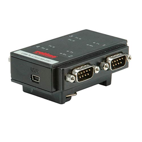 Roline Usb 2.0 To Rs232 Adapter, For Din Rail 4 Ports Nero Cavo Di Interfaccia E Adattatore