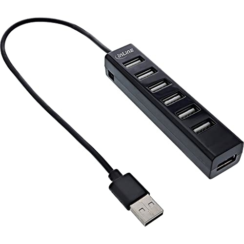 Inline® 33293D - Hub Usb 2, 7 Porte, Nero, Con Cavo Usbdc Da 1 M, Colore: Nero