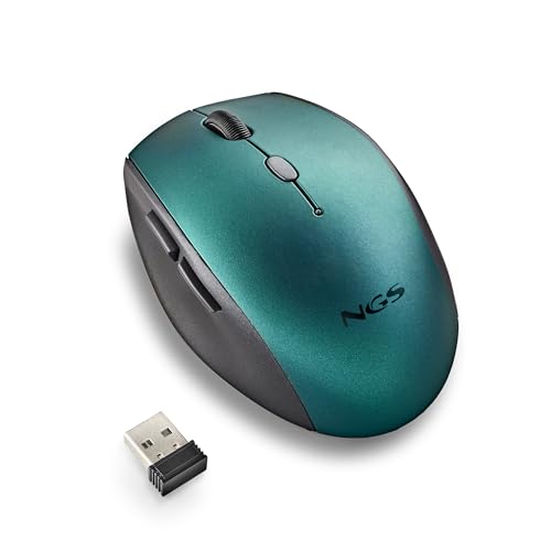 Ngs Bee Blue - Mouse Senza Fili, Mouse Ergonomico Con Tasti Silenziosi, Con 5 Pulsanti E Rotellina Di Scorrimento, Connessione Wireless 2.4 Ghz, Speci