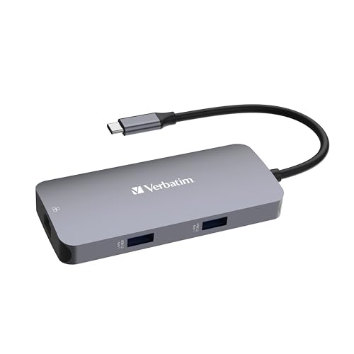 Verbatim Usb-C Pro Multiport Hub 5 In 1, Multiport Adattatore Usb-C A Hdmi, Rj45, Usb-A E Usb-C Pd, Per Mac, Macbook Pro/Air, Ipad Pro, Thinkpad, Wind