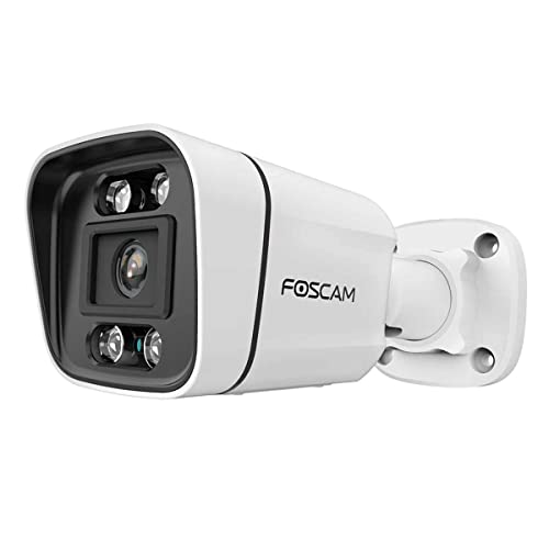 Foscam V5Ep 5Mp Poe Telecamera Di Sorveglianza Con Faro Integrato E Sirena Di Allarme, Rilevamento Di Persone E Veicoli, Visione Notturna, Audio Bidir