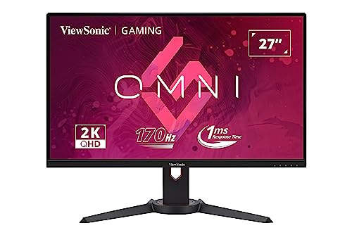 Viewsonic Vx2780J-2K 27" Frameless Qhd Ips Flat 1Ms Mprt 170Hz Gaming Monitor, 2 Hdmi, Displayport, Freesync Premium, Hdr10, Height Adjustable Stand