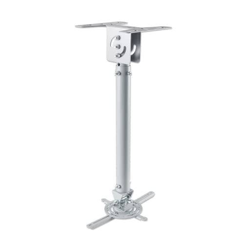 Manhattan 424851 - Supporto Universale Da Soffitto Per Proiettore Fino A 20 Kg (Asta Inclinabile E Regolabile In Altezza), In Alluminio, Colore: Argen