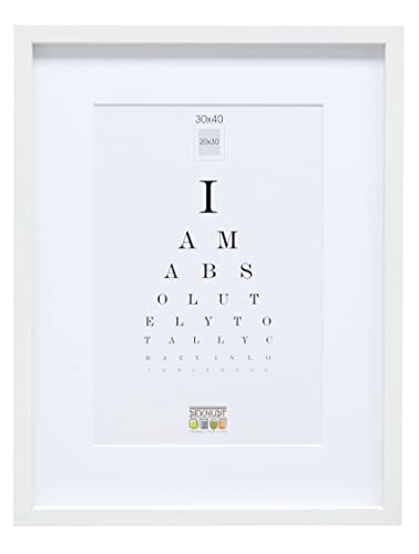Deknudt Frames S40Ak1-P1-30.0X40.0 - Portafoto Basic Con Passpartout, Con Modanatura Alta, In Legno/Mdf, 42,7 X 32,7 X 3,5 Cm, Colore: Bianco