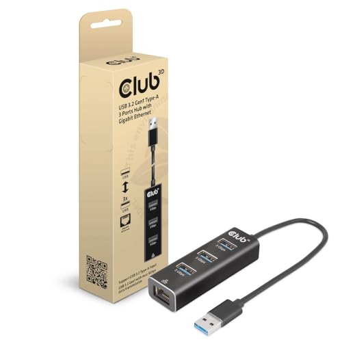 Club 3D Csv-1430A Usb 3.2 Gen1 Tipo A, Hub A 3 Porte Con Gigabit Ethernet